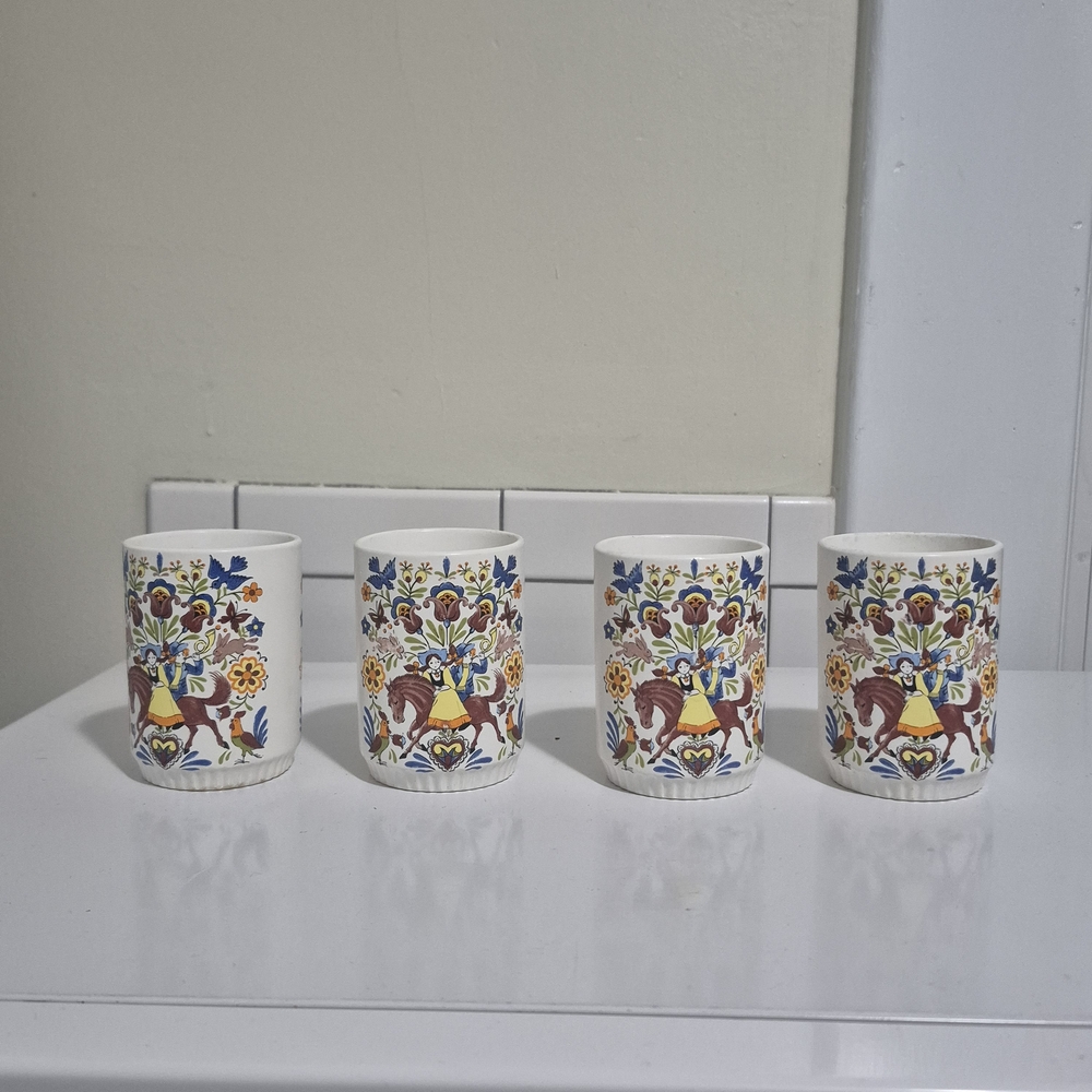 Colorful Floral Ceramic Mugs Set